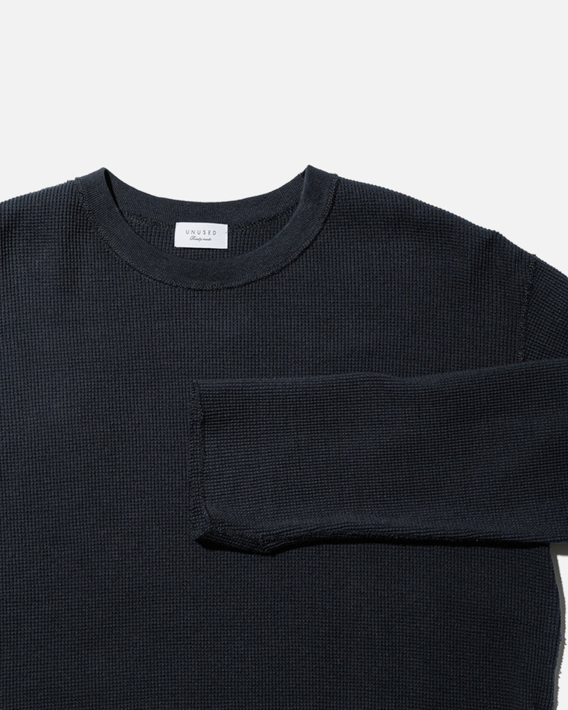 Unused US2550 Long Sleeve Waffle T-shirt in Ink Black blues store www.bluesstore.co