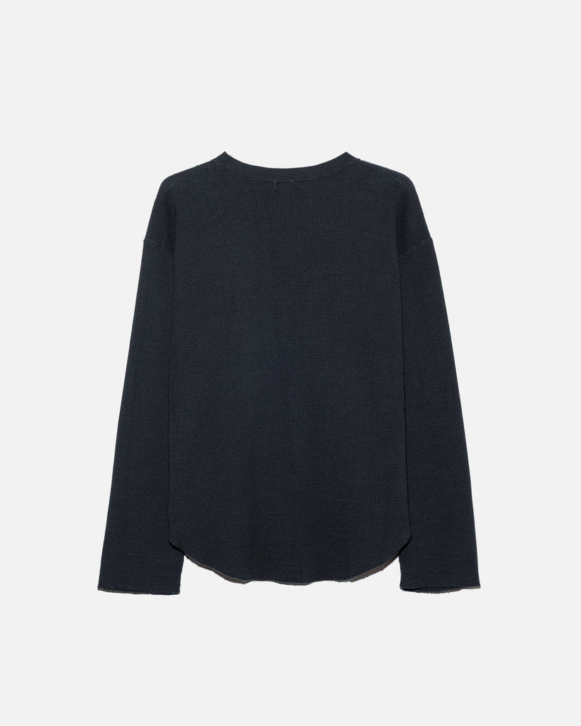 Unused US2550 Long Sleeve Waffle T-shirt in Ink Black blues store www.bluesstore.co