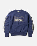 Aries Arise Reflective Column Sweatshirt in Navy from the Aries Arise Autumn / Winter 2023 collection blues store www.bluesstore.co