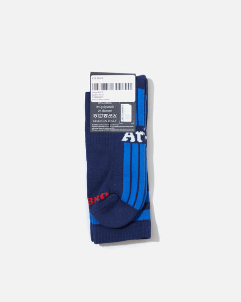Eye Socks in Blue from the Aries x Umbro Centenary Collaboration blues store www.bluesstore.co