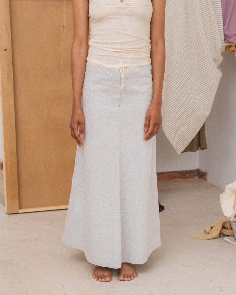 baserange Arthur Skirt Ecru Denim in Undyed blues store www.bluesstore.co