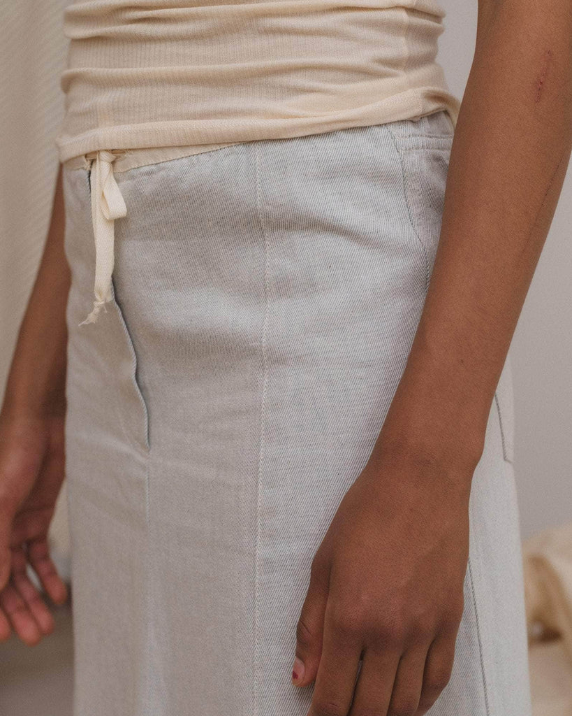 baserange Arthur Skirt Ecru Denim in Undyed blues store www.bluesstore.co