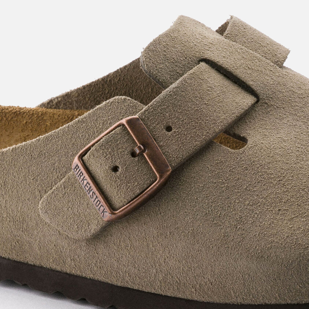 Boston Soft Footbed in Taupe Suede from Birkenstock blues store www.bluesstore.co