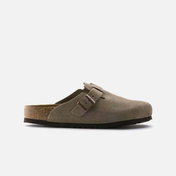 Boston Soft Footbed in Taupe Suede from Birkenstock blues store www.bluesstore.co