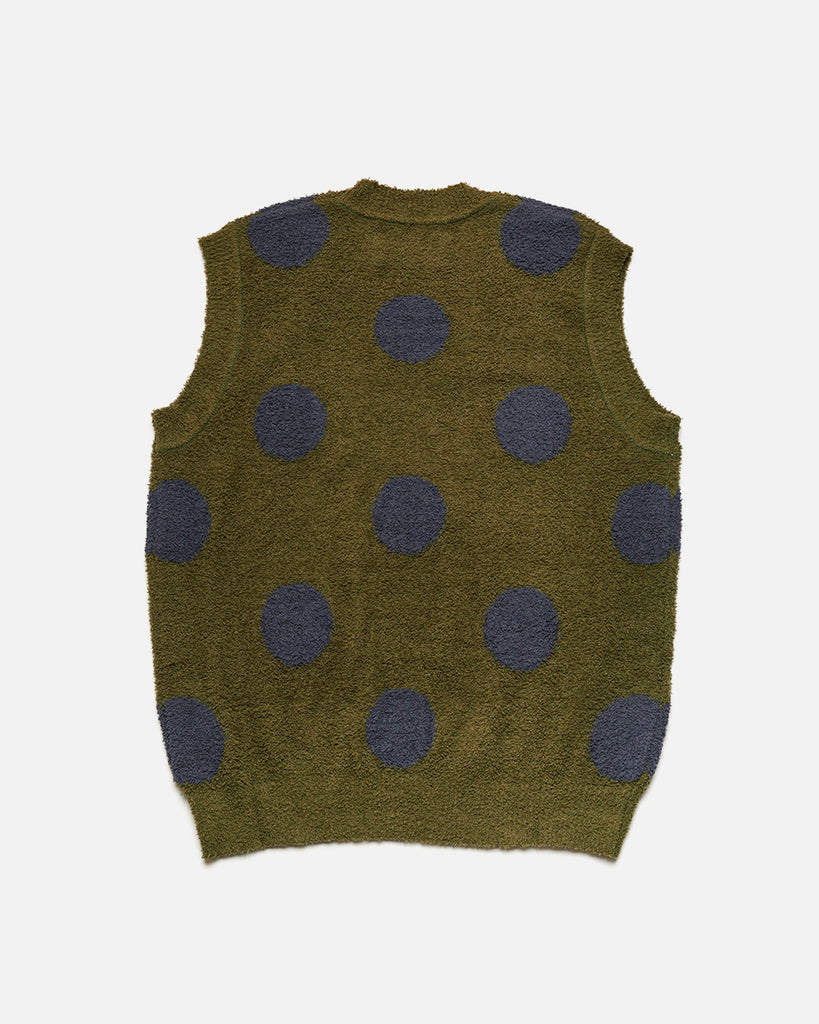 Teddy Fur Dot Sweater Vest in Olive from the Brain Dead Autumn / Winter 2023 collection blues store www.bluesstore.co