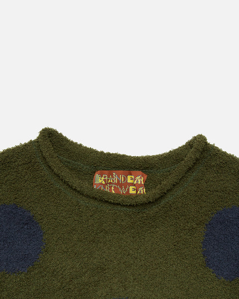 Teddy Fur Dot Sweater in Olive from the Brain Dead Autumn / Winter 2023 collection blues store www.bluesstore.co