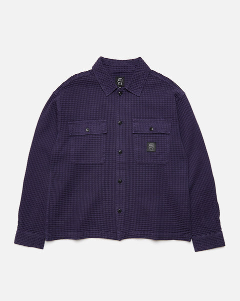 Waffle Snap Front Shirt in Navy from the Brain Dead Autumn / Winter 2023 collection blues store www.bluesstore.co