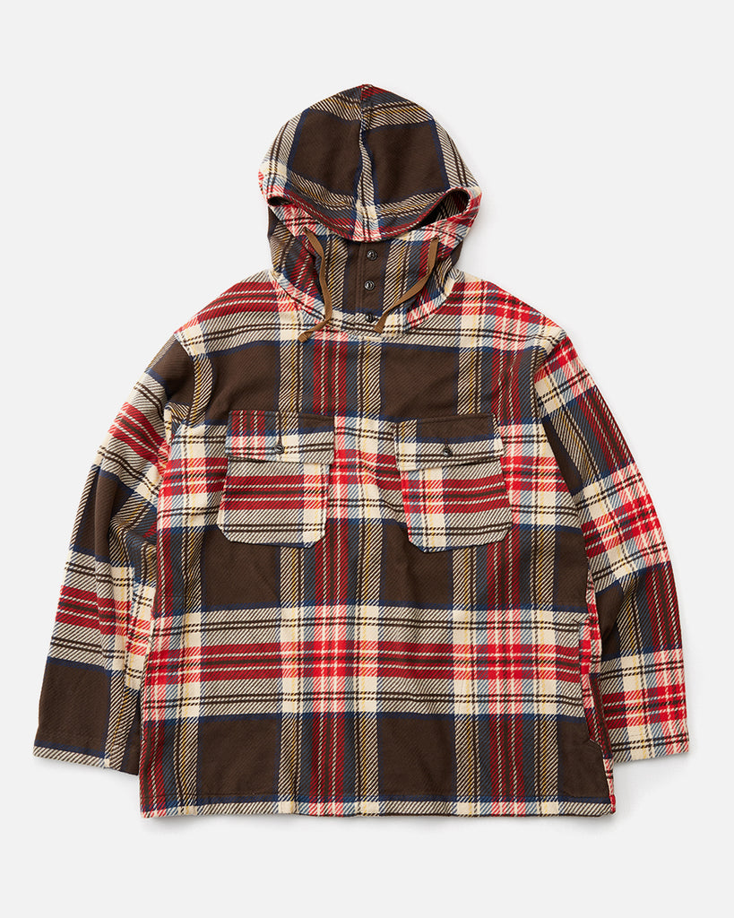 Cagoule Shirt in Brown Cotton Heavy Twill Plaid from the Engineered Garments blues store www.bluesstore.co