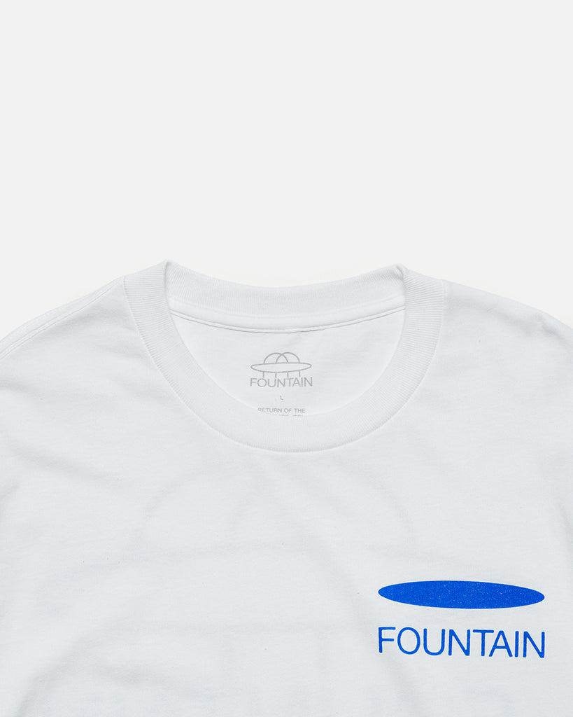 fountain Waterfall Short Sleeve T-Shirt in White blue store www.bluesstore.co