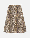 Printed Cotton Elasticated Maxi Skirt - Leopard