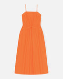 Cotton Poplin Maxi Strap Dress - Vibrant Orange