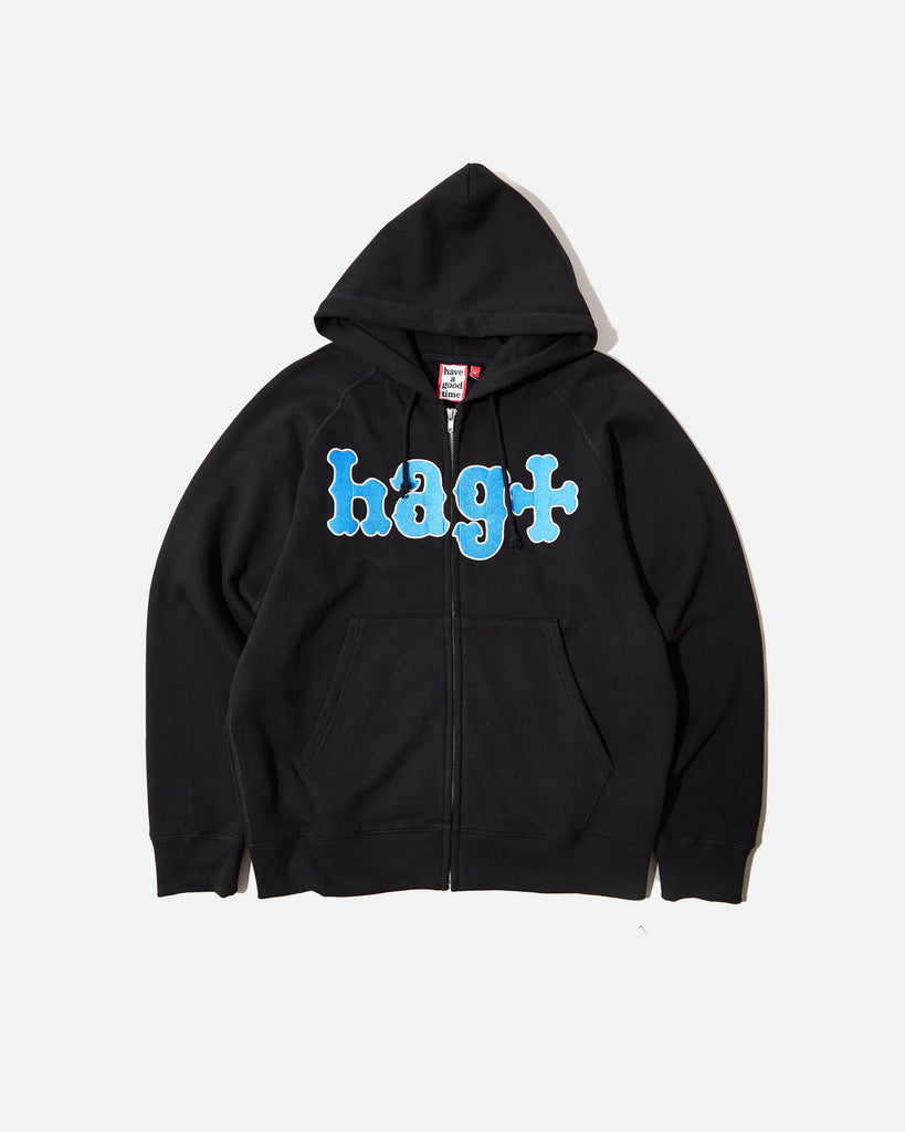have a good time x HOMERUN Zip Up Hoodie in black blues store www.bluesstore.co