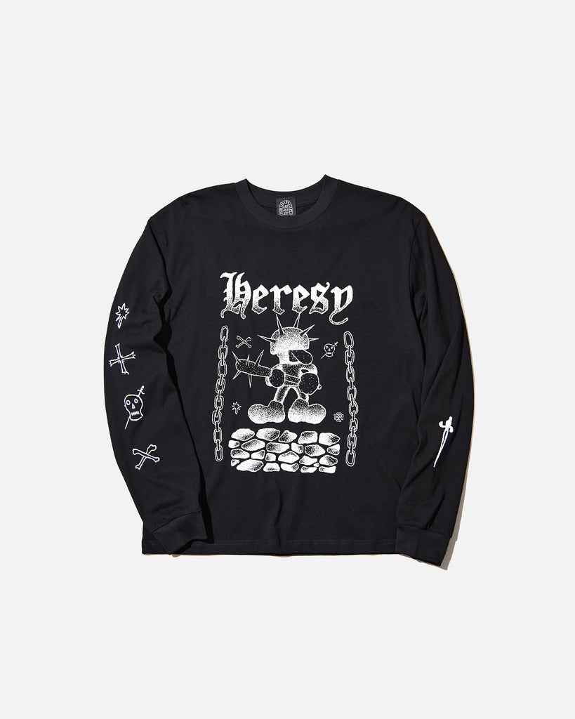 heresy ss25 Fightin' Longsleeve T-Shirt in Black blues store www.bluesstore.co