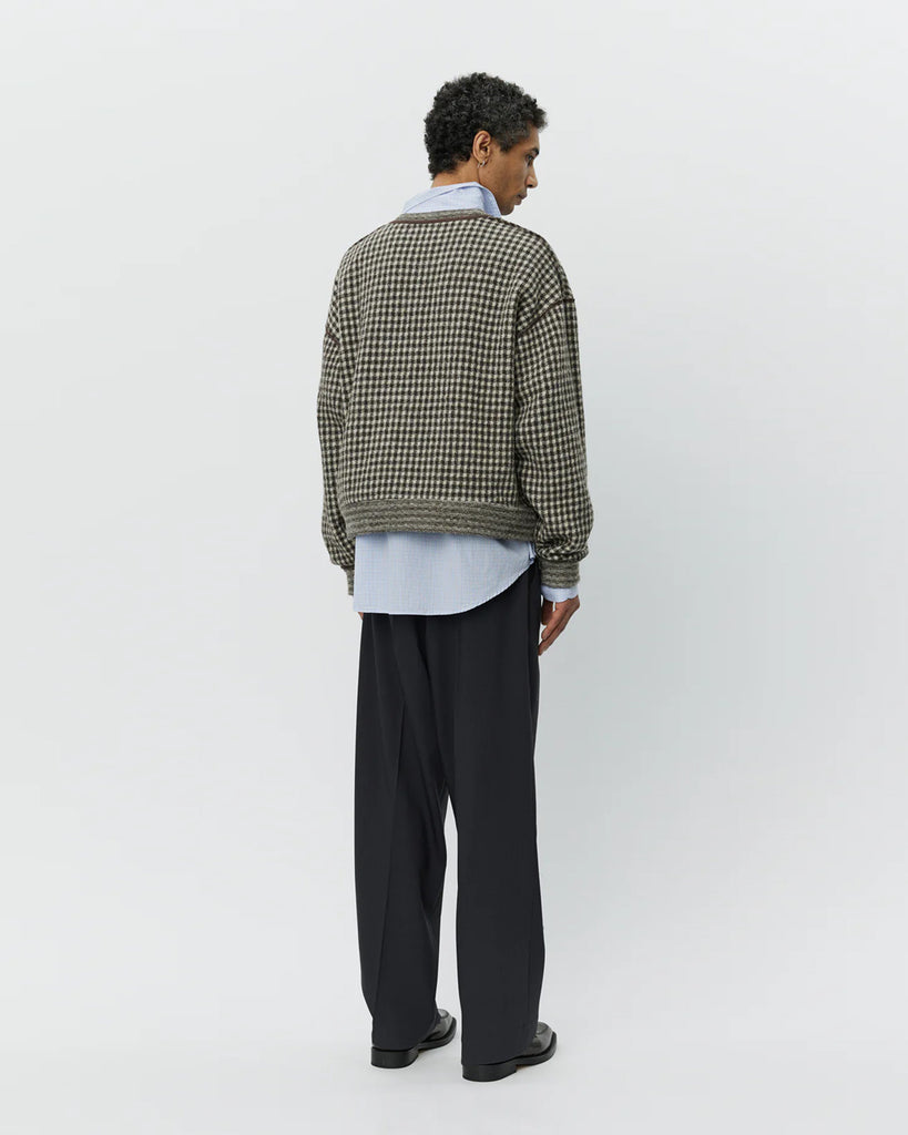 mfpen Fuzzy Pullover in Brown Houndstooth Check blues store www.bluesstore.co