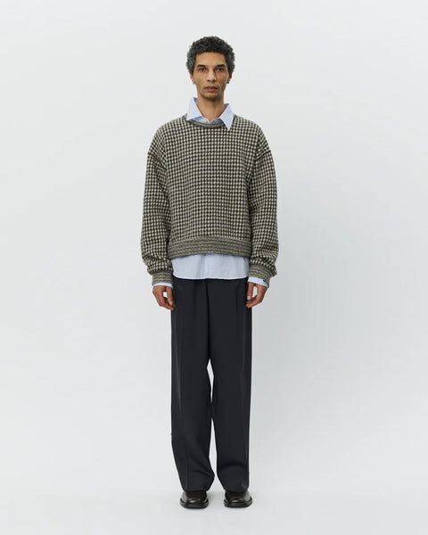 mfpen Fuzzy Pullover in Brown Houndstooth Check blues store www.bluesstore.co