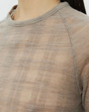 mfpen Women's Raglan LS Tee in Beige Gauze Check blues store www.bluesstore.co