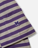 S/S Crew Neck Tee - Cotton Stripe Jersey - Purple & Grey