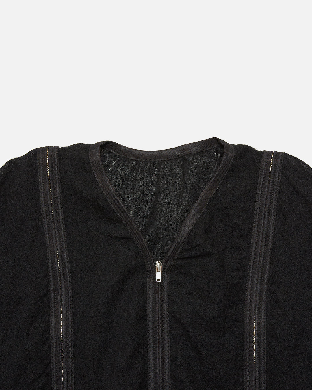PHINGERIN Noren Zip Cardigan Wool Gauze in Black | Blues Store