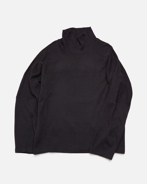 Silk Mix Waffle Mock Tee in Black blues store www.bluesstore.co