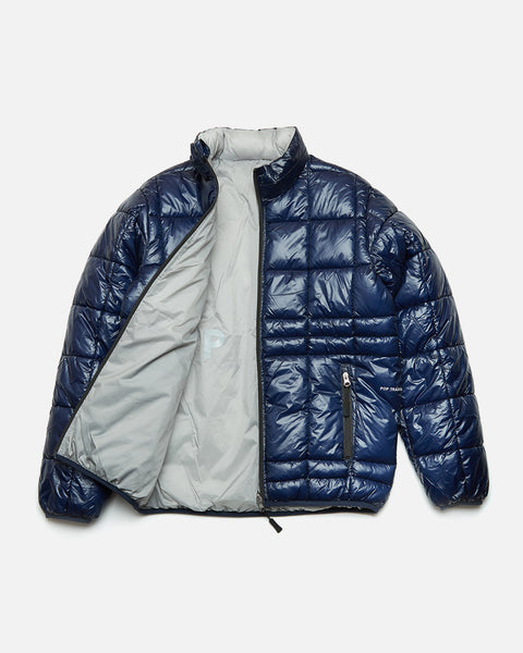 Quilted Reversible Puffer Jacket in Navy / Drizzle from the Pop Trading Company Autumn / Winter 2023 collection blues store www.bluesstore.co