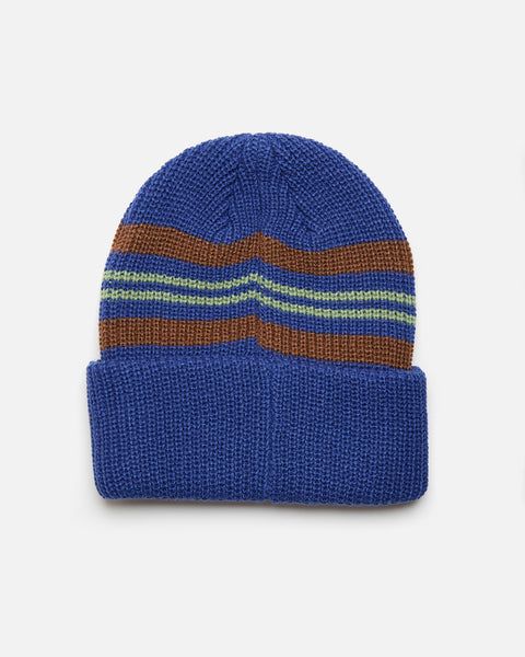 Striped Beanie in Blue from the Pop Trading Company Autumn / Winter 2023 collection blues store www.bluesstore.co