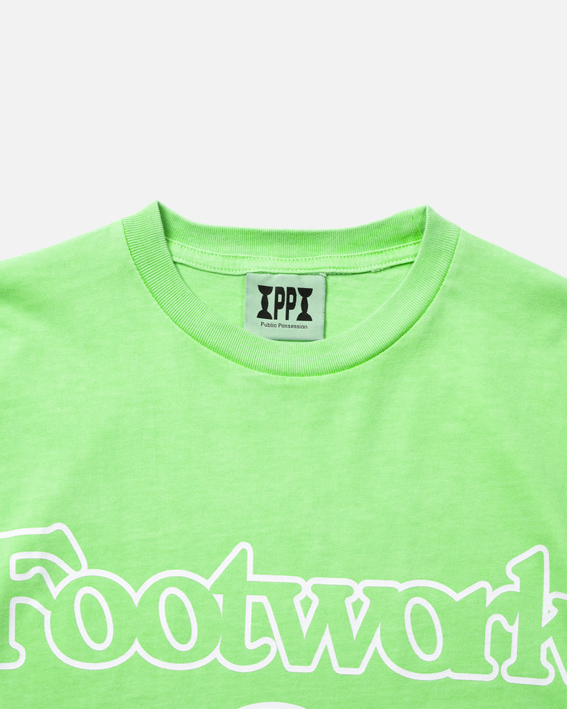 "Brainwork/Footwork" T-Shirt in Neon Green from the Public Possession Spring / Summer 2023 collection blues store www.bluesstore.co