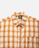 Seersucker Short Sleeve Shirt in Golden Brown Plaid from Sexhippies blues store www.bluesstore.co