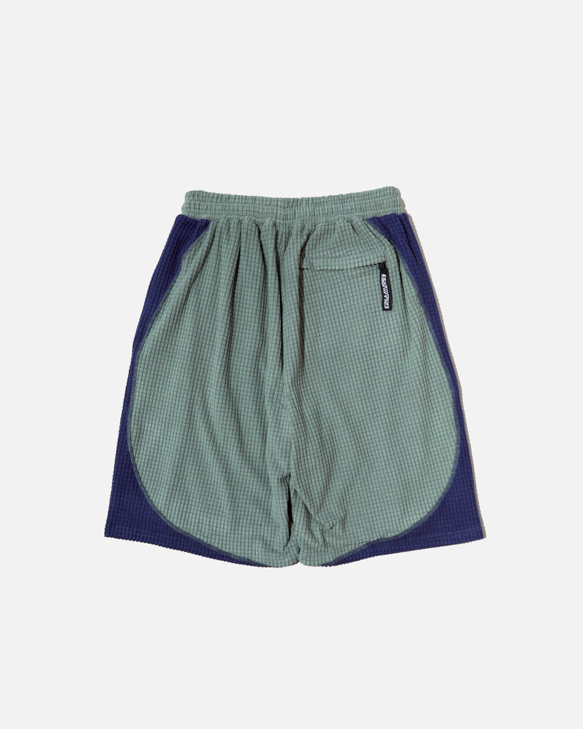 sexhippies Grid Fleece Shorts in Sage and Navy blues store www.bluesstore.co