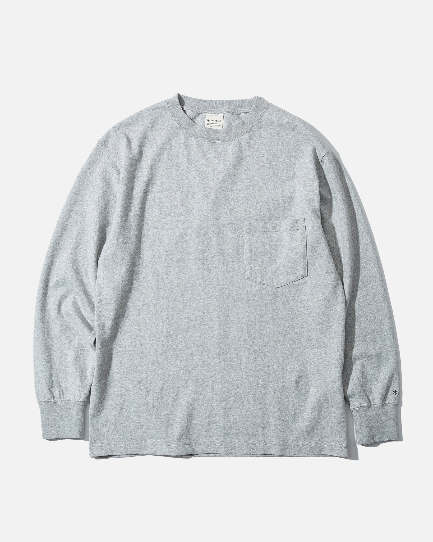 Snow Peak Recycled Cotton Heavy L/S T-Shirt in Grey Blues Store