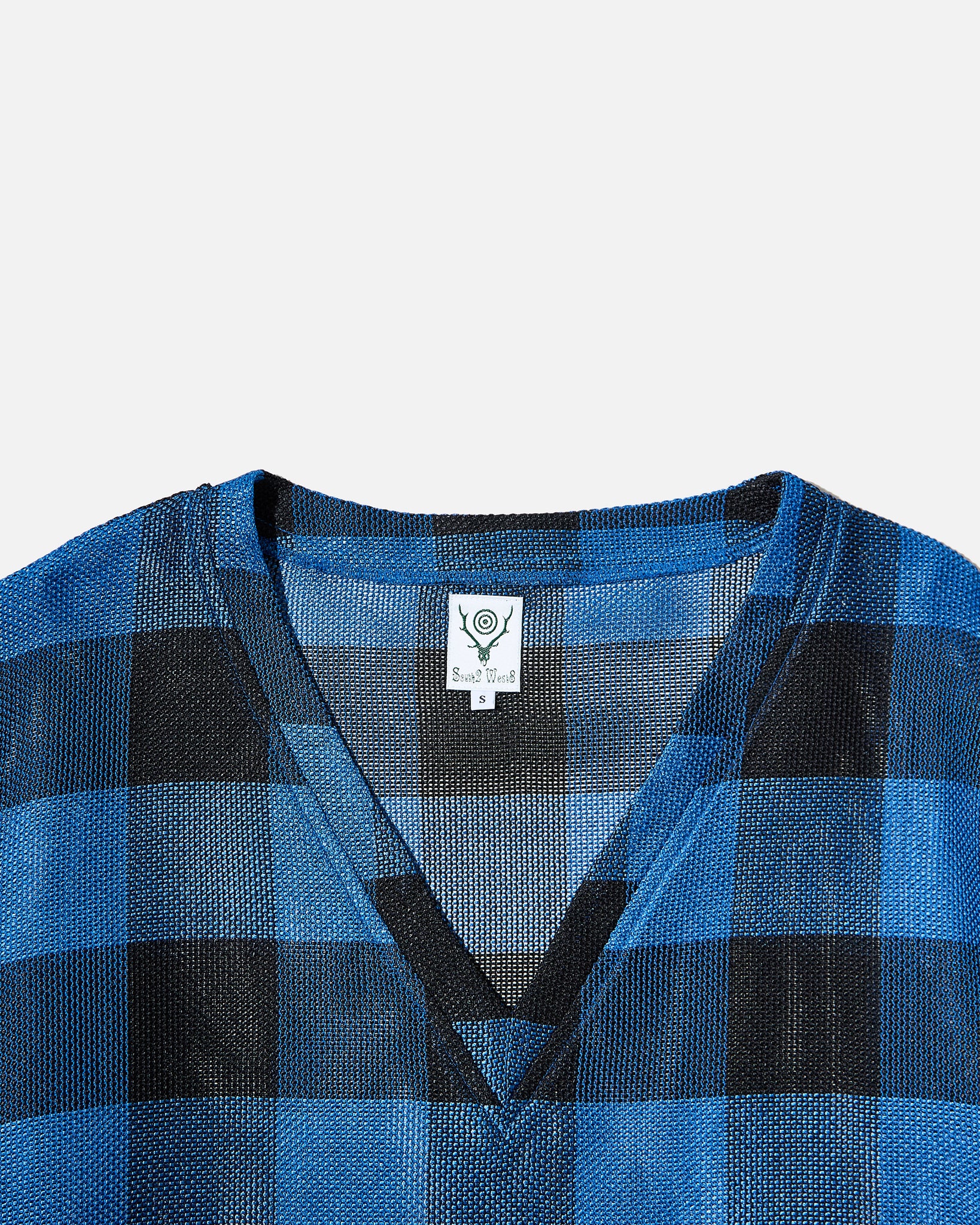 South2 West8 String V Neck Shirt R/PE Rough Cloth / Plaid