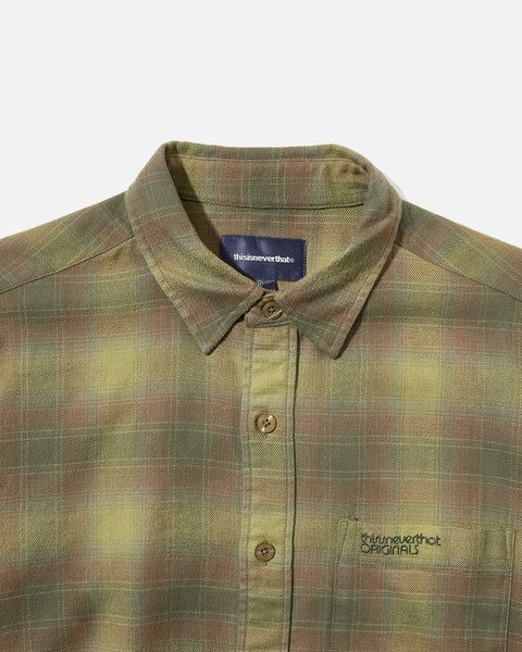thisisneverthat Flannel Check Shirt in Olive blues store www.bluesstore.co