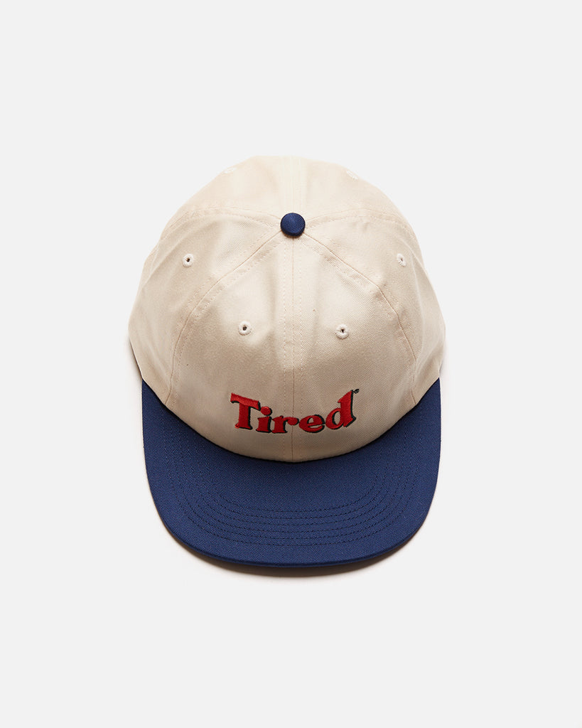 Two Tone Logo Cap in Cream and Dark Blue from Tired Skateboards blues store www.bluesstore.co