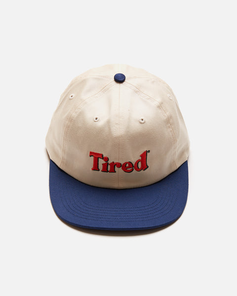 Two Tone Logo Cap in Cream and Dark Blue from Tired Skateboards blues store www.bluesstore.co