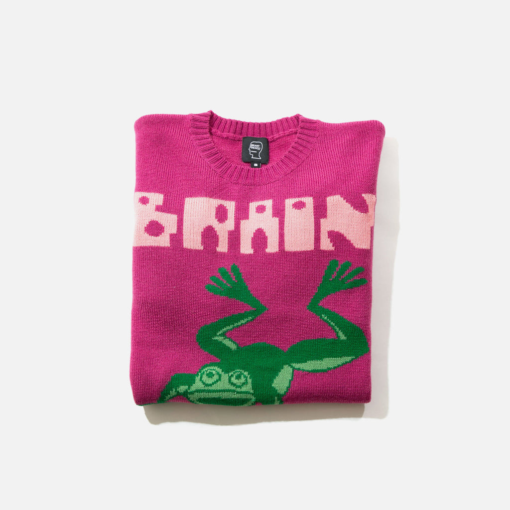 Brain Dead Frogger Sweater in Fuchsia from the brands SS22 collection blues store www.bluesstore.co