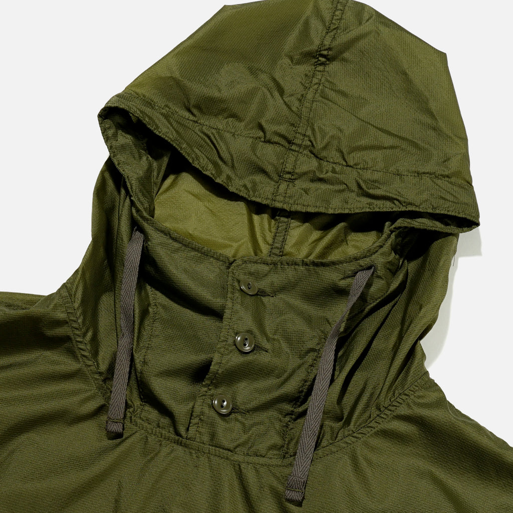 Engineered Garments Cagoule Shirt in Olive Nylon Micro Ripstop blues store www.bluesstore.co