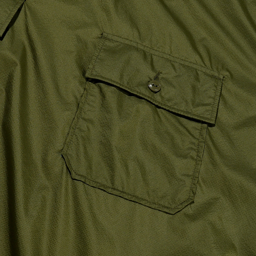 Engineered Garments Cagoule Shirt in Olive Nylon Micro Ripstop blues store www.bluesstore.co