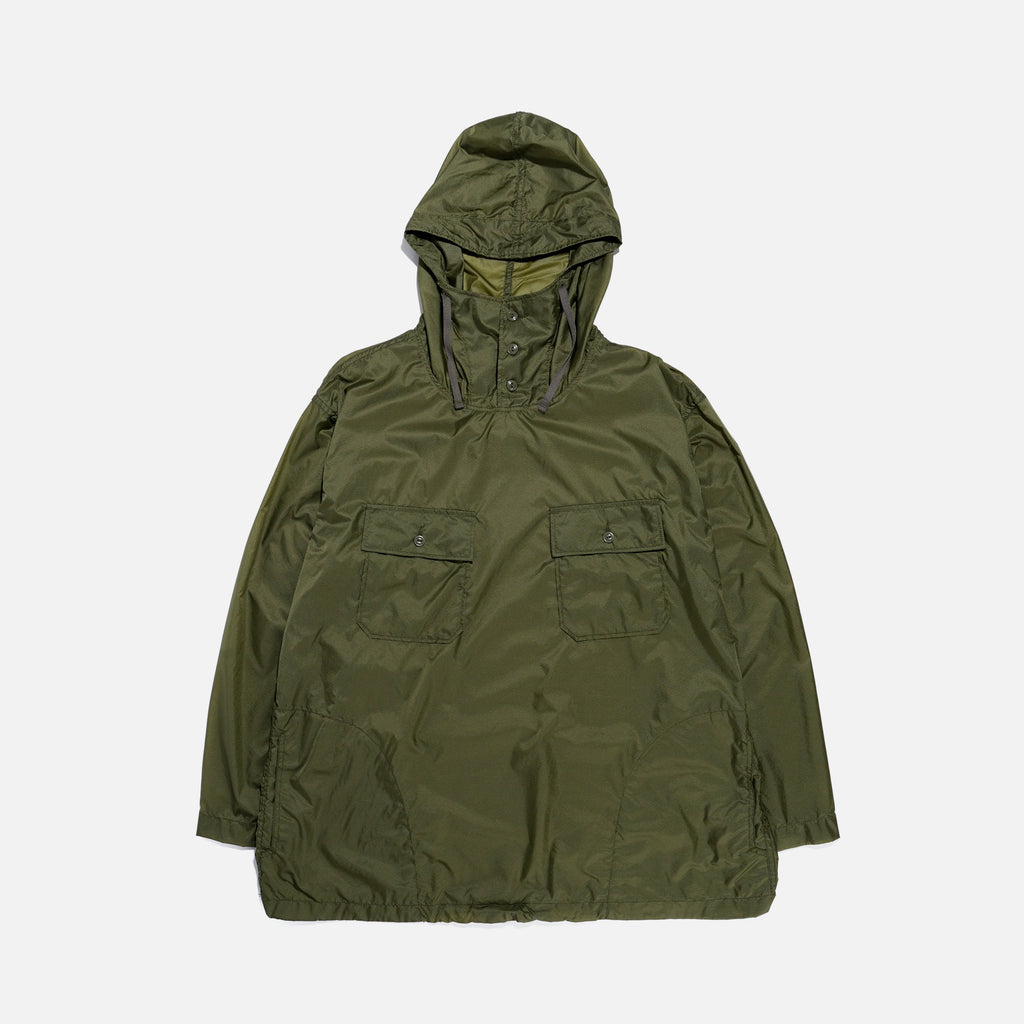 Engineered Garments Cagoule Shirt in Olive Nylon Micro Ripstop blues store www.bluesstore.co