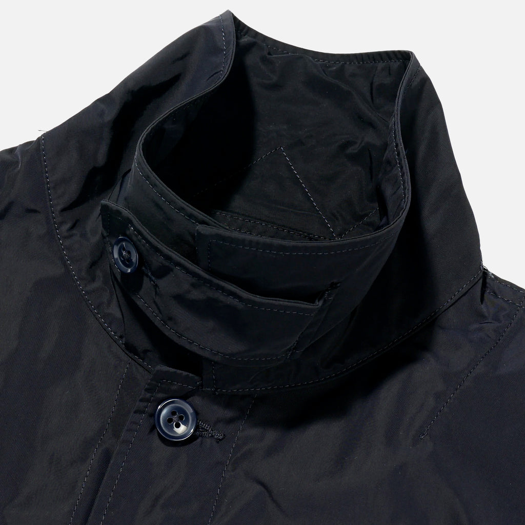 Engineered Garments Explorer Shirt Jacket in Dark Navy Memory Polyester blues store www.bluesstore.co