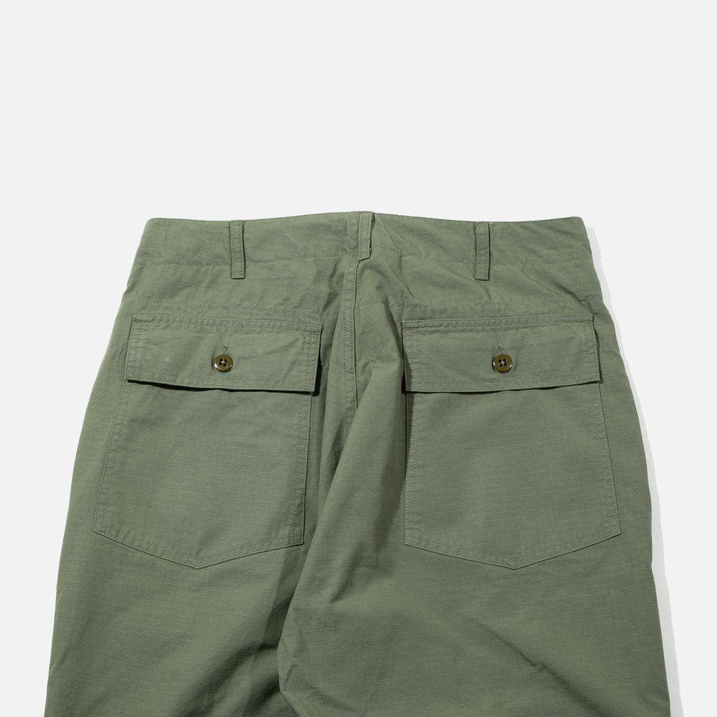 Engineered Garments Fatigue Pant cut from an Olive Cotton Ripstop from the brands Spring 2022 collection blues store www.bluesstore.co
