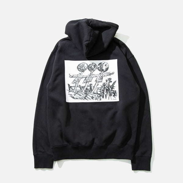 Leomi Sadler for Heresy Heavyweight Scarecrow Hoodie in Black blues store www.bluesstore.co
