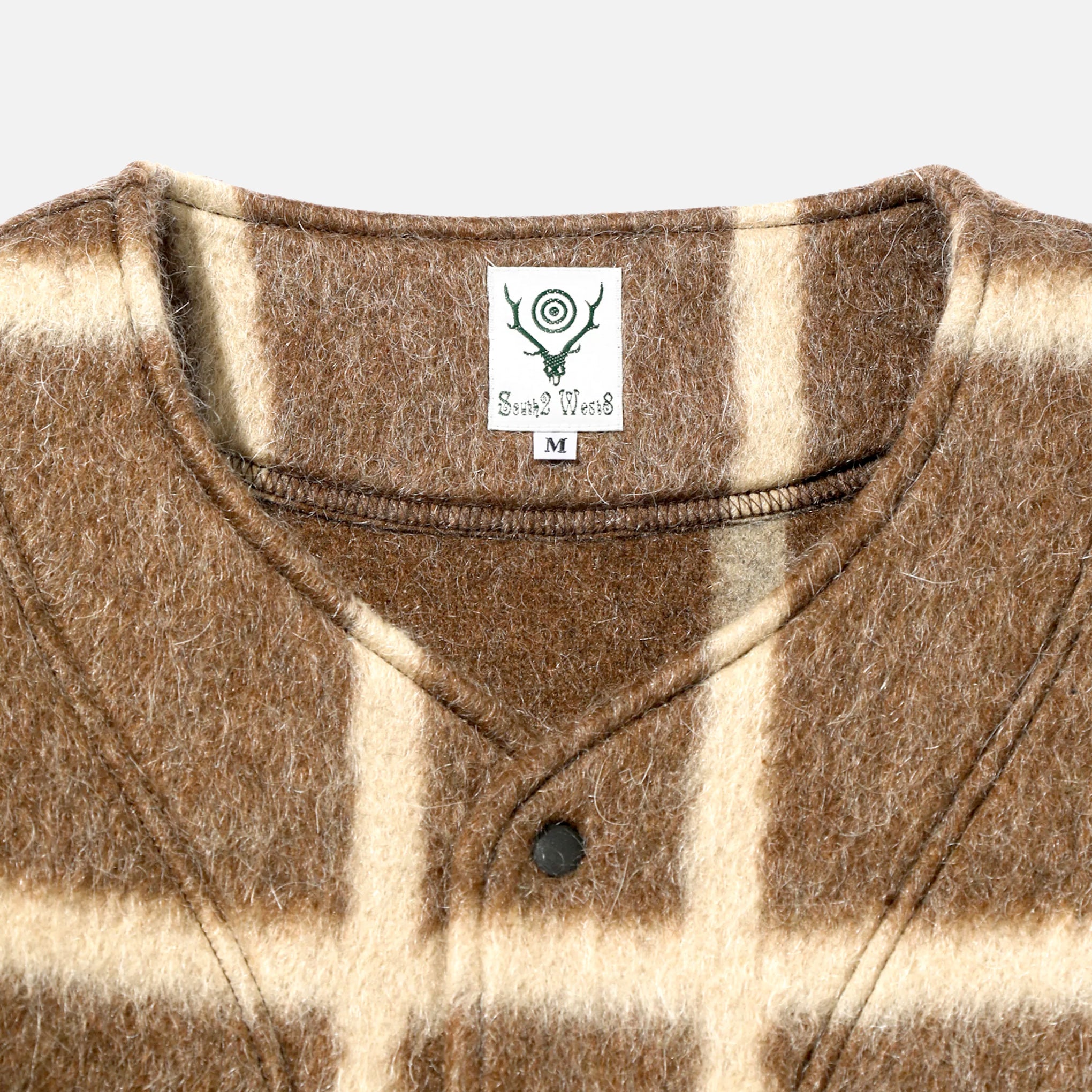 South2 West8 P.P. Cardigan Pe/Ac/M/W Sliver Plaid in Brown | Blues