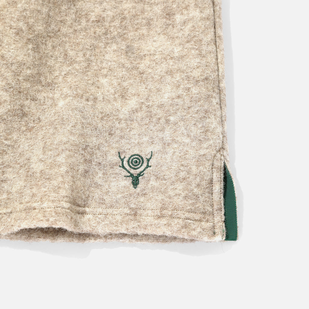 South2 West8 S.S. V Neck Shirt W/PE Boiled Jersey in beige blues store www.bluesstore.co