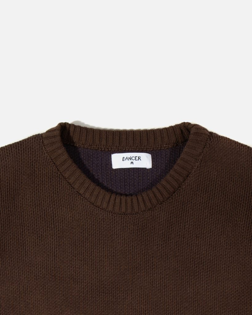 Elbow Logo Crew Knit in Brown from the Dancer Spring / Summer 2023 collection blues store www.bluesstore.co