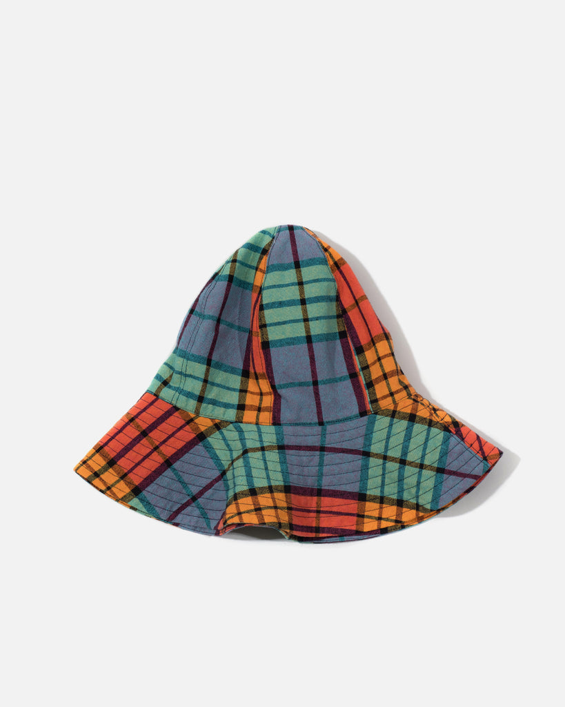 Dome Hat - Multi Colour Cotton Oxford Plaid
