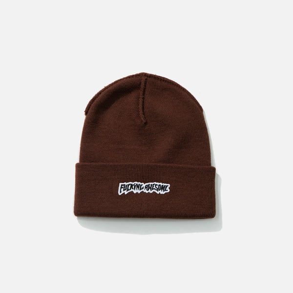 Little Stamp Cuff Beanie in Brown from Fucking Awesome blues store www.bluesstore.co