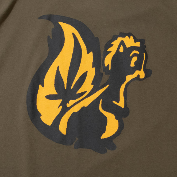 Skunk Short Sleeve T-shirt in Moss by Peter Sutherland for Good Morning Tapes blues store www.bluesstore.co