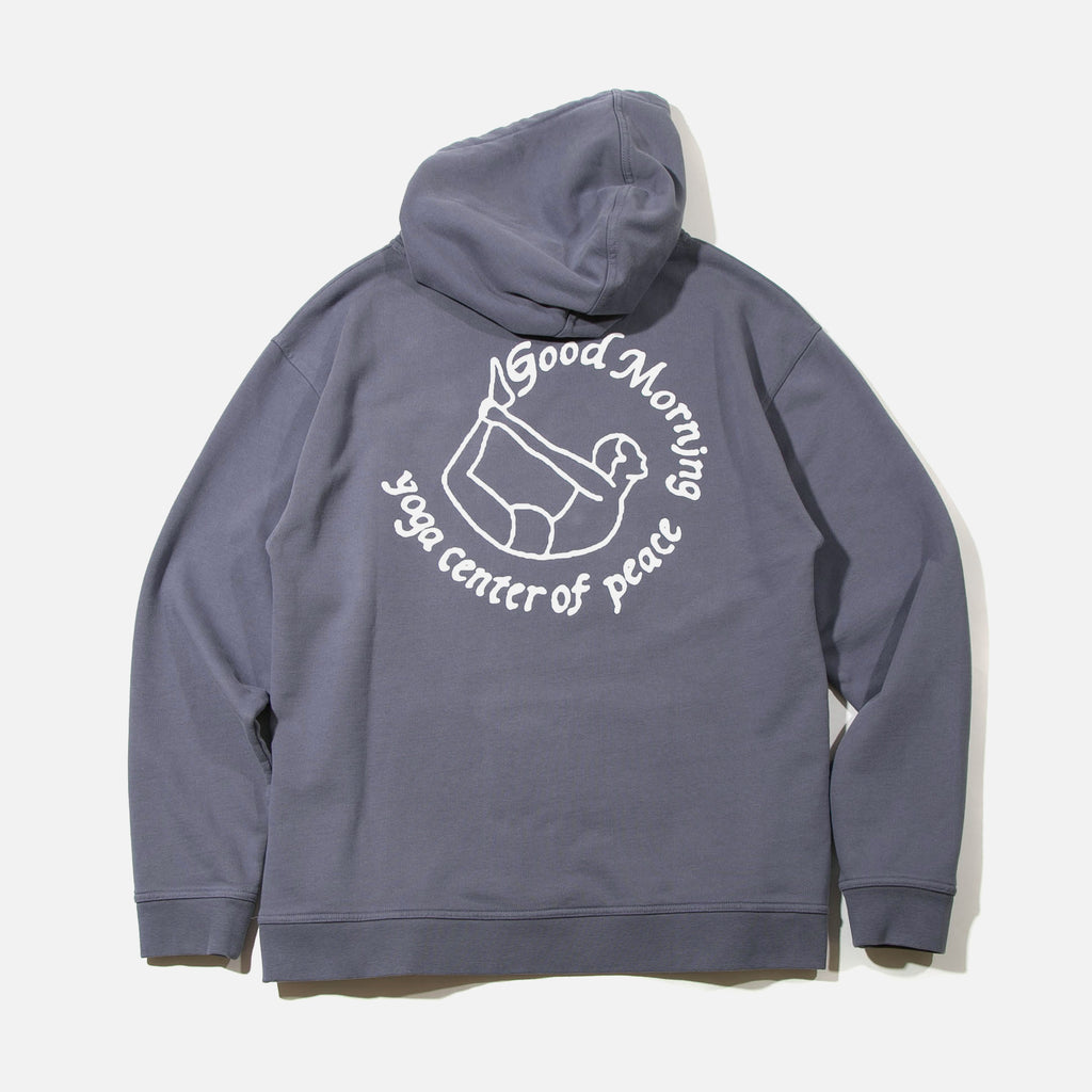 Yoga Center Pullover Fleece Hoodie in Salty Blue from Good Morning Tapes blues store www.bluesstore.co