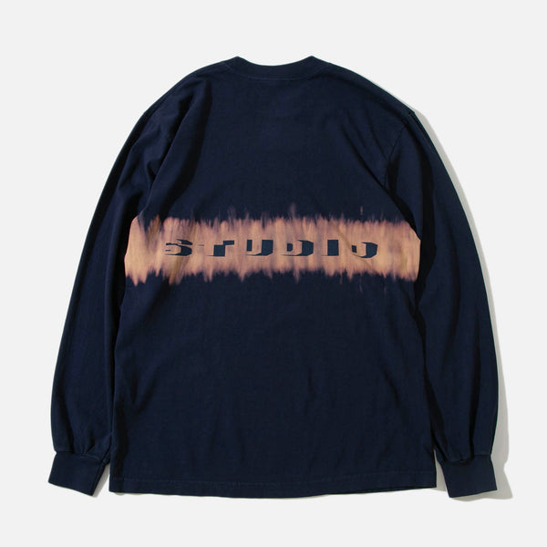 Shade logo fade longsleeve t-shirt in navy  from New York based LQQK Studio blues store www.bluesstore.co