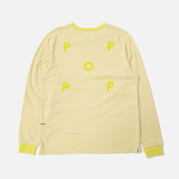 pop trading company Blaine Striped Longsleeve T-shirt Electric Yellow White blues store