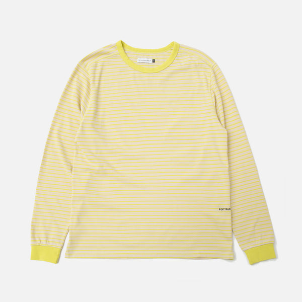 pop trading company Blaine Striped Longsleeve T-shirt Electric Yellow White blues store